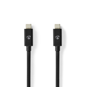 USB kabel | USB 4.0 Gen 2x2 | USB-C™ Zástrčka | USB-C™ Zástrčka | 240 W | 8K@60Hz | 20 Gbps | Poniklované | 2.00 m | Kulatý | PVC | Černá | Obálka
