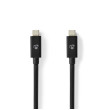 USB kabel | USB 4.0 Gen 2x2 | USB-C™ Zástrčka | USB-C™ Zástrčka | 240 W | 8K@60Hz | 20 Gbps | Poniklované | 2.00 m | Kulatý | PVC | Černá | Box