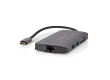 USB Multiport Adaptér | USB 3.2 Gen 1 | USB-C™ Zástrčka | Micro SD / RJ45 Zásuvka / SD / USB-C™ Zásuvka / Výstup HDMI™ / 3x USB-A Zásuvka | 5 Gbps | 0.20 m | Kulatý | Pozlacené | PVC | Antracit | Box