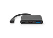 USB Multiport Adaptér | USB 3.2 Gen 1 | USB-C™ Zástrčka | USB-A Zásuvka / USB-C™ Zásuvka / Výstup HDMI™ | 5 Gbps | 0.10 m | Kulatý | Poniklované | PVC | Černá | Box