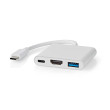 USB Multiport Adaptér | USB 3.2 Gen 1 | USB-C™ Zástrčka | USB-A Zásuvka / USB-C™ Zásuvka / Výstup HDMI™ | 5 Gbps | 0.10 m | Kulatý | Poniklované | PVC | Bílá | Box