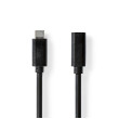 USB kabel | USB 3.2 Gen 1 | USB-C™ Zástrčka | USB-C™ Zásuvka | 4K@60Hz | 5 Gbps | Poniklované | 2.00 m | Kulatý | PVC | Černá | Box