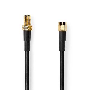 Anténní kabel | SMA zástrčka | SMA zásuvka | Pozlacené | 50 Ohm | Dvojité Stínění | 10.0 m | Kulatý | PVC | Černá | Box