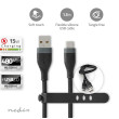 USB kabel | USB 2.0 | USB-A Zástrčka | USB-C™ Zástrčka | 15 W | 480 Mbps | Poniklované | 1.50 m | Kulatý | Silikonový | Černá | Box