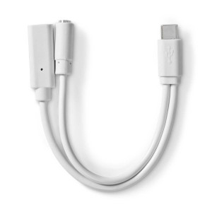 USB-C™ Adaptér | USB 2.0 | USB-C™ Zástrčka | USB-C™ Zásuvka / 3,5 mm Zásuvka | 0.10 m | Kulatý | Poniklované | PVC | Bílá | Box