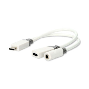 USB-C™ Adaptér | USB 2.0 | USB-C™ Zástrčka | USB-C™ Zásuvka / 3,5 mm Zásuvka | 0.10 m | Kulatý | Pozlacené | PVC | Bílá | Box