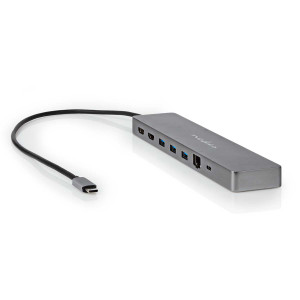 USB Multiport Adaptér | USB 3.2 Gen 1 | USB-C™ Zástrčka | Micro SD / RJ45 Zásuvka / SD / 2x HDMI™ / 2x USB-C™ / 3x USB-A Zásuvka | 0.40 m | Kulatý | Pozlacené | TPE | Antracit | Box
