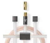 Koaxiální Kabel | IEC (Koax) Zástrčka | IEC (Koax) Zástrčka | Pozlacené | 50 Ohm | Nestíněné | 2.00 m | Plochý | PVC | Antracit | Box