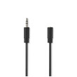 Stereo Audio Kabel | 3,5 mm Zástrčka | 3,5 mm Zásuvka | Poniklované | 2.00 m | Kulatý | Černá | Label
