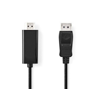 Displayport kabel | DisplayPort Zástrčka | Konektor HDMI ™ | 1080p | Poniklované | 2.00 m | Kulatý | PVC | Černá | Label