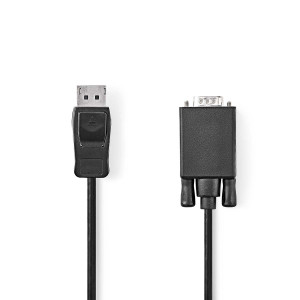 VGA kabel | DisplayPort Zástrčka | VGA Zástrčka | Poniklované | Maximální rozlišení: 1080p | 1.00 m | Kulatý | PVC | Černá | Label