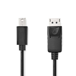 Mini DisplayPort kabel | DisplayPort 1.2 | Mini DisplayPort Zástrčka | DisplayPort Zástrčka | 21.6 Gbps | Poniklované | 1.00 m | Kulatý | PVC | Černá | Label