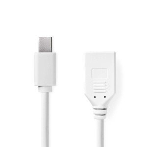 Mini DisplayPort kabel | DisplayPort 1.2 | Mini DisplayPort Zástrčka | DisplayPort Zásuvka | 21.6 Gbps | Poniklované | 0.20 m | Kulatý | PVC | Bílá | Box