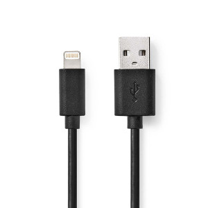 Lightning Kabel | USB 2.0 | Apple Lightning 8pinový | USB-A Zástrčka | 480 Mbps | Poniklované | 2.00 m | Kulatý | PVC | Černá | Label