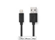 Lightning Kabel | USB 2.0 | Apple Lightning 8pinový | USB-A Zástrčka | 480 Mbps | Poniklované | 2.00 m | Kulatý | PVC | Černá | Label