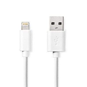 Lightning Kabel | USB 2.0 | Apple Lightning 8pinový | USB-A Zástrčka | 480 Mbps | Poniklované | 1.00 m | Kulatý | PVC | Bílá | Label