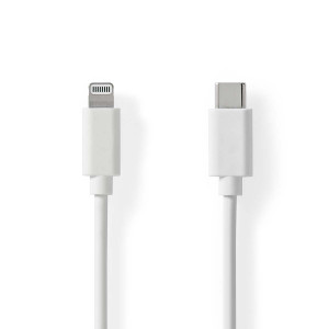 Lightning Kabel | USB 2.0 | Apple Lightning 8pinový | USB-C™ Zástrčka | 480 Mbps | Poniklované | 1.00 m | Kulatý | PVC | Bílá | Label