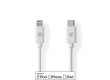 Lightning Kabel | USB 2.0 | Apple Lightning 8pinový | USB-C™ Zástrčka | 480 Mbps | Poniklované | 1.00 m | Kulatý | PVC | Bílá | Label