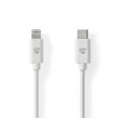 Lightning Kabel | USB 2.0 | Apple Lightning 8pinový | USB-C™ Zástrčka | 480 Mbps | Poniklované | 2.00 m | Kulatý | PVC | Bílá | Label