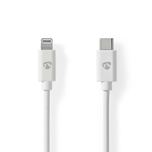 Lightning Kabel | USB 2.0 | Apple Lightning 8pinový | USB-C™ Zástrčka | 480 Mbps | Poniklované | 2.00 m | Kulatý | PVC | Bílá | Label