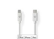Lightning Kabel | USB 2.0 | Apple Lightning 8pinový | USB-C™ Zástrčka | 480 Mbps | Poniklované | 2.00 m | Kulatý | PVC | Bílá | Label