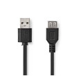 USB kabel | USB 2.0 | USB-A Zástrčka | USB-A Zásuvka | 480 Mbps | Poniklované | 1.00 m | Kulatý | PVC | Černá | Label