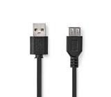 USB kabel | USB 2.0 | USB-A Zástrčka | USB-A Zásuvka | 480 Mbps | Poniklované | 1.00 m | Kulatý | PVC | Černá | Label
