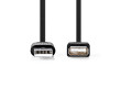 USB kabel | USB 2.0 | USB-A Zástrčka | USB-A Zásuvka | 480 Mbps | Poniklované | 2.00 m | Kulatý | PVC | Černá | Label