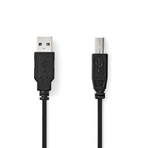 USB kabel | USB 2.0 | USB-A Zástrčka | USB-B Zástrčka | 10 W | 480 Mbps | Poniklované | 2.00 m | Kulatý | PVC | Černá | Label