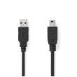 USB kabel | USB 2.0 | USB-A Zástrčka | USB Mini-B 5 pinů Zástrčka | 480 Mbps | Poniklované | 1.00 m | Kulatý | PVC | Černá | Label