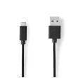 USB kabel | USB 2.0 | USB-A Zástrčka | USB Micro-B Zástrčka | 10 W | 480 Mbps | Poniklované | 1.00 m | Kulatý | PVC | Černá | Label