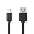 USB kabel | USB 2.0 | USB-A Zástrčka | USB-C™ Zástrčka | 15 W | 480 Mbps | Poniklované | 2.00 m | Kulatý | PVC | Černá | Label