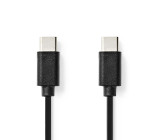 USB kabel | USB 2.0 | USB-C™ Zástrčka | USB-C™ Zástrčka | 60 W | 480 Mbps | Poniklované | 1.00 m | Kulatý | PVC | Černá | Label