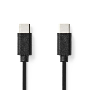 USB kabel | USB 2.0 | USB-C™ Zástrčka | USB-C™ Zástrčka | 60 W | 480 Mbps | Poniklované | 1.00 m | Kulatý | PVC | Černá | Label