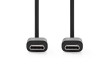 USB kabel | USB 2.0 | USB-C™ Zástrčka | USB-C™ Zástrčka | 60 W | 480 Mbps | Poniklované | 1.00 m | Kulatý | PVC | Černá | Label