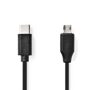 USB kabel | USB 2.0 | USB-C™ Zástrčka | USB Micro-B Zástrčka | 60 W | 480 Mbps | Poniklované | 1.00 m | Kulatý | PVC | Černá | Label