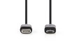 USB kabel | USB 2.0 | USB-C™ Zástrčka | USB Micro-B Zástrčka | 60 W | 480 Mbps | Poniklované | 1.00 m | Kulatý | PVC | Černá | Label