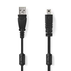 USB kabel | USB 2.0 | USB-A Zástrčka | UC-E6 8-Pins Zástrčka | 480 Mbps | Poniklované | 2.00 m | Kulatý | PVC | Černá | Label