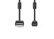 USB kabel | USB 2.0 | USB-A Zástrčka | UC-E6 8-Pins Zástrčka | 480 Mbps | Poniklované | 2.00 m | Kulatý | PVC | Černá | Label