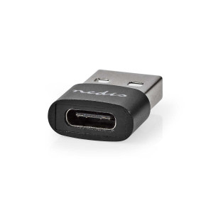 USB-A Adaptér | USB 2.0 | USB-A Zástrčka | USB-C™ Zásuvka | 480 Mbps | Kulatý | Poniklované | Černá | Box