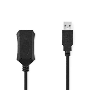 Aktivní kabel USB | USB 2.0 | USB-A Zástrčka | USB-A Zásuvka | 480 Mbps | 10.0 m | Kulatý | Poniklované | PVC | Měď | Label