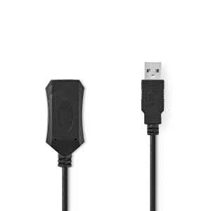 Aktivní kabel USB | USB 2.0 | USB-A Zástrčka | USB-A Zásuvka | 480 Mbps | 20.0 m | Kulatý | Poniklované | PVC | Měď | Label