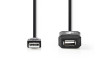 Aktivní kabel USB | USB 2.0 | USB-A Zástrčka | USB-A Zásuvka | 480 Mbps | 20.0 m | Kulatý | Poniklované | PVC | Měď | Label