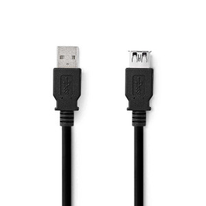 USB kabel | USB 3.2 Gen 1 | USB-A Zástrčka | USB-A Zásuvka | 5 Gbps | Poniklované | 1.00 m | Kulatý | PVC | Černá | Label