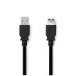 USB kabel | USB 3.2 Gen 1 | USB-A Zástrčka | USB-A Zásuvka | 5 Gbps | Poniklované | 3.00 m | Kulatý | PVC | Černá | Label