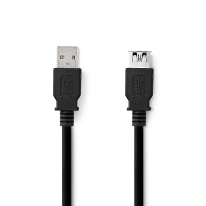 USB kabel | USB 3.2 Gen 1 | USB-A Zástrčka | USB-A Zásuvka | 5 Gbps | Poniklované | 3.00 m | Kulatý | PVC | Černá | Label