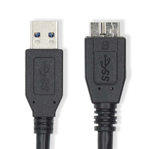 USB kabel | USB 3.2 Gen 1 | USB-A Zástrčka | USB Micro-B Zástrčka | 5 Gbps | Poniklované | 1.00 m | Kulatý | PVC | Modrá | Label