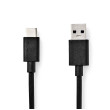 USB kabel | USB 3.2 Gen 1 | USB-A Zástrčka | USB-C™ Zástrčka | 15 W | 5 Gbps | Poniklované | 1.00 m | Kulatý | PVC | Černá | Label