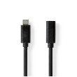 USB kabel | USB 3.2 Gen 1 | USB-C™ Zástrčka | USB-C™ Zásuvka | 60 W | 4K@60Hz | 5 Gbps | Poniklované | 1.00 m | Kulatý | PVC | Černá | Label