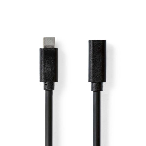 USB kabel | USB 3.2 Gen 1 | USB-C™ Zástrčka | USB-C™ Zásuvka | 60 W | 4K@60Hz | 5 Gbps | Poniklované | 1.00 m | Kulatý | PVC | Černá | Label